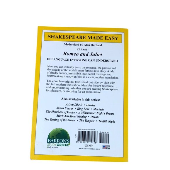 Shakespeare Made Easy Romeo & Juliet Modern English Side-By-Side Full Original - Picture 2 of 9